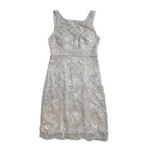 Sue Wong Nocturne Champagne Blush Embroidered Cocktail Dress Women’s US 4
